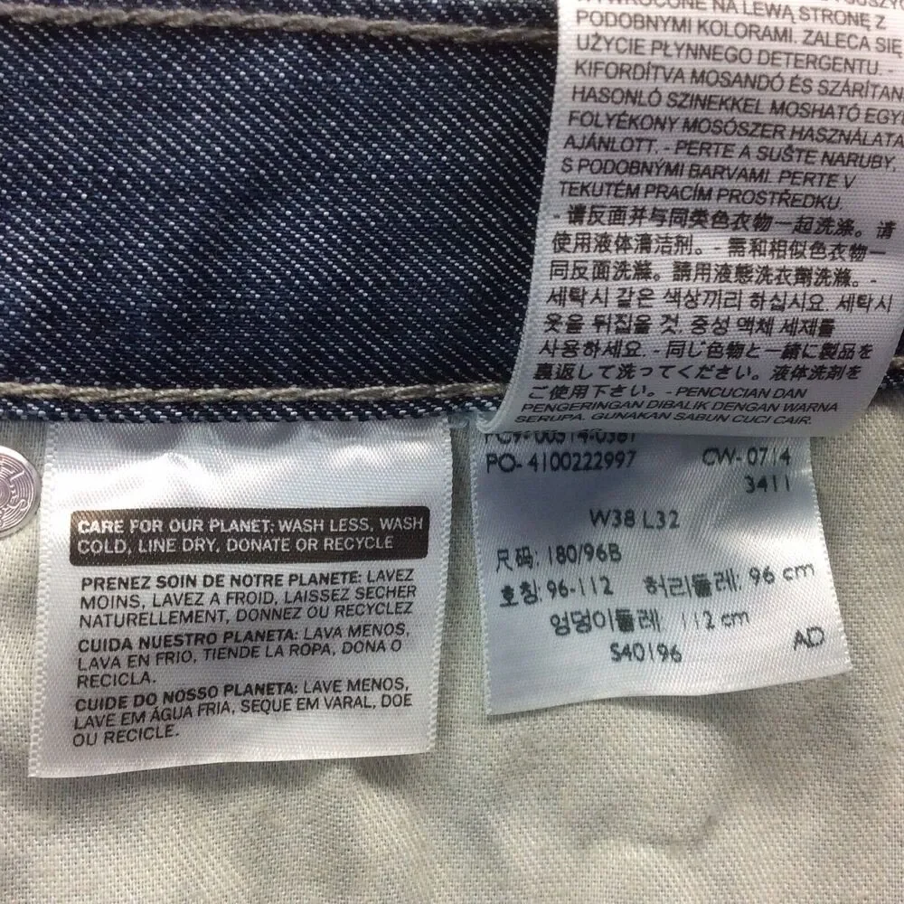 Levi's 514 Jeans Men's Size 38x32 Blue Med Wash Stretch Straight Leg Festival